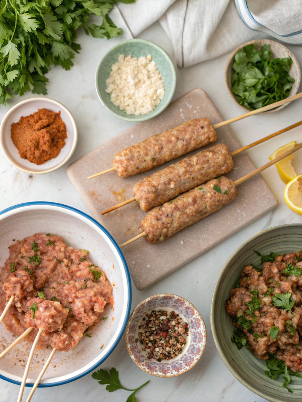 turkish minced chicken kebab recipe preparing steps